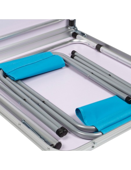 Table pliante réglable en hauteur avec 4 tabourets
