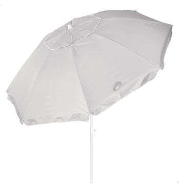 Parasol de plage à 8 baleines, 200 cm, gris, inclinable,...