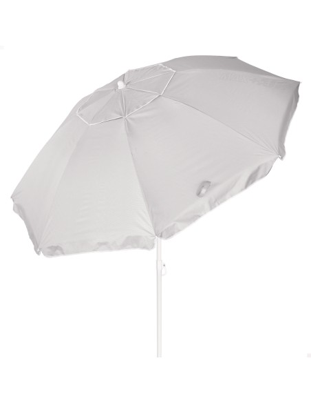 Parasol de plage à 8 baleines, 200 cm, gris, inclinable, protection UV50