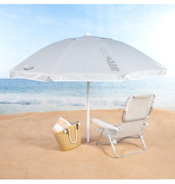 Parasol de plage à 8 baleines, 200 cm, gris, inclinable,... 2