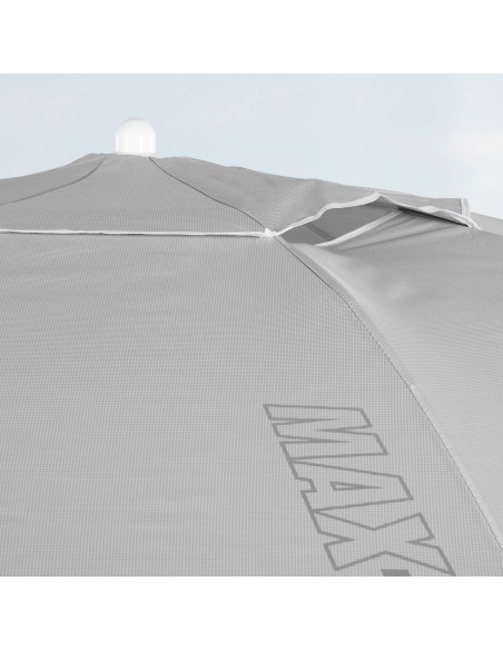 Parasol de plage à 8 baleines, 200 cm, gris, inclinable, protection UV50