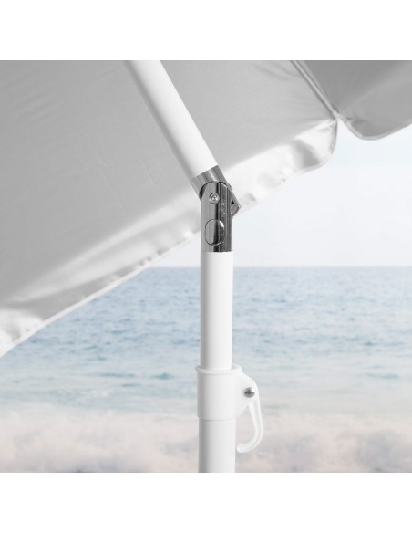 Parasol de plage à 8 baleines, 200 cm, gris, inclinable, protection UV50