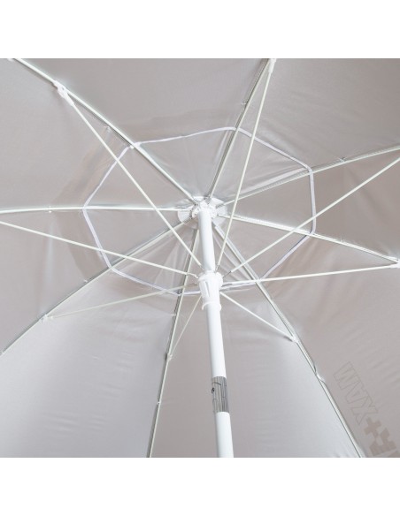 Parasol de plage à 8 baleines, 200 cm, gris, inclinable, protection UV50