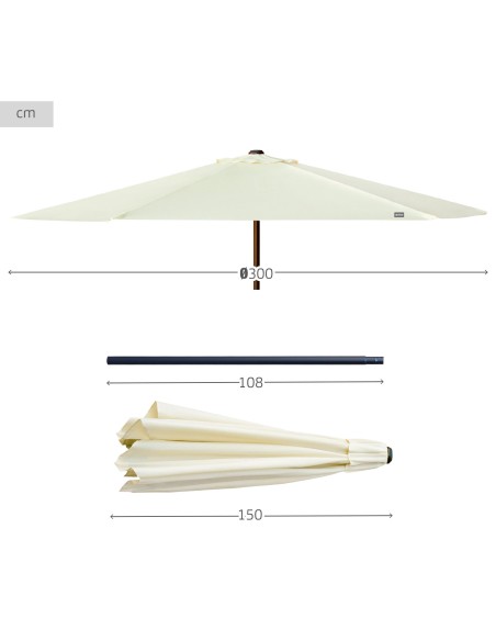 Parasol de jardin hexagonal Ø300 cm avec système à double poulie