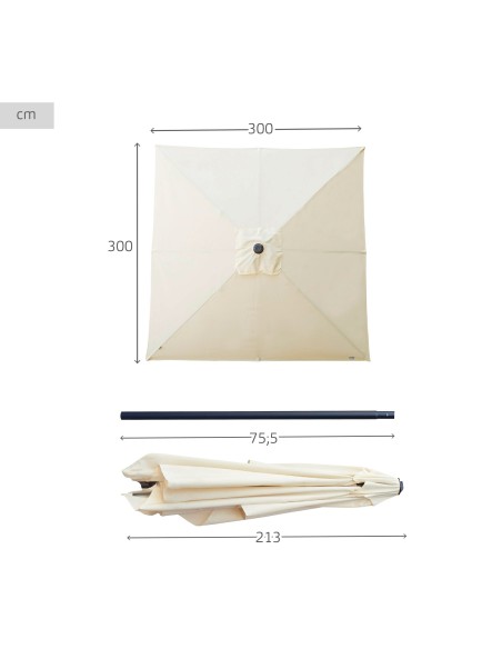Parasol de jardin carré 300x300 cm avec protection UV50