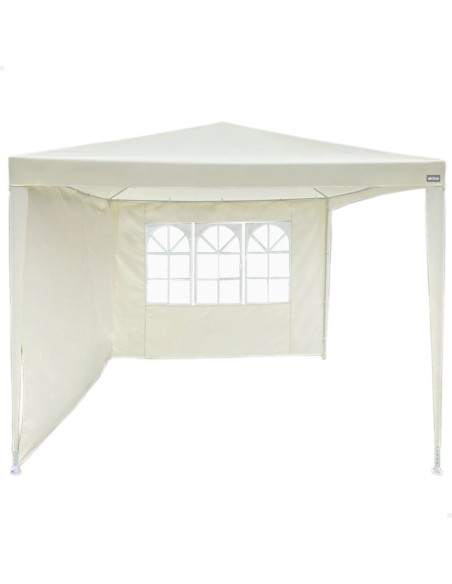 Tonnelle de jardin amovible avec 2 murs et fenêtre 270x270x240 cm blanc