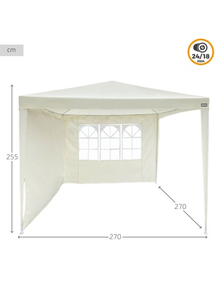 Tonnelle de jardin amovible avec 2 murs et fenêtre 270x270x240 cm blanc