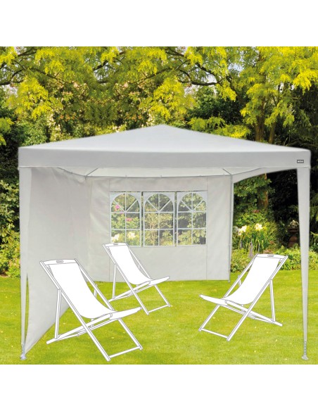 Tonnelle de jardin amovible avec 2 murs et fenêtre 270x270x240 cm blanc