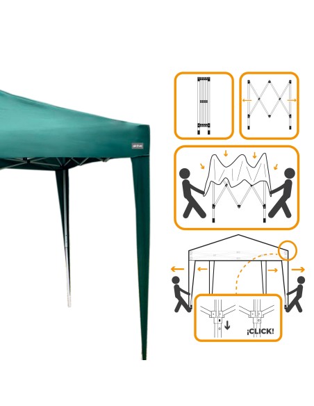 Cenador plegable y ajustable en altura Max - Air 300x300/240 - 250 cm verde