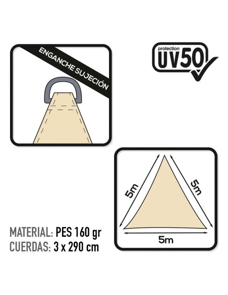 Store triangulaire 500x500x500 cm crème