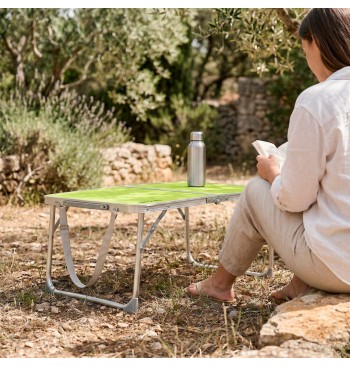 Table basse pliante aluminium vert 60x40x25 cm 2