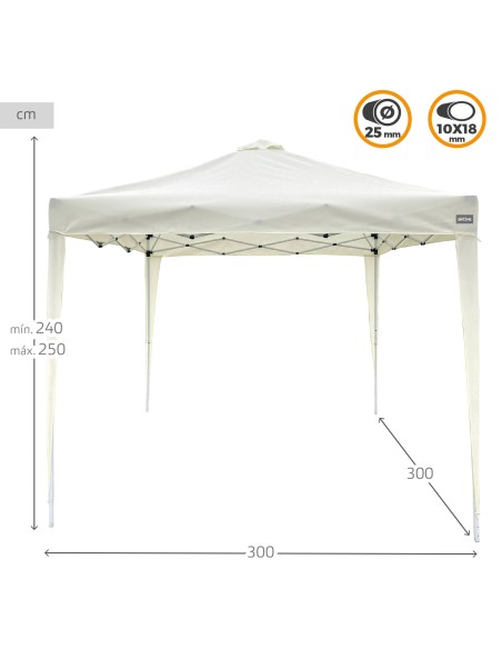 Tonnelle pliante et réglable en hauteur Max-Air 300x300x240/250 cm blanche