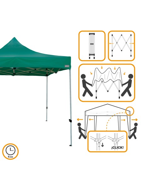 Tonnelle pliable et réglable en hauteur Max-Air 300x300x220/320 cm vert