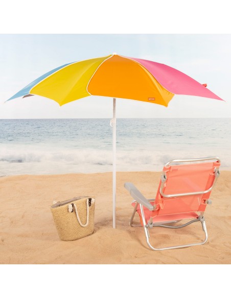 Parasol de plage inclinable multicolore D200 avec protection UV50