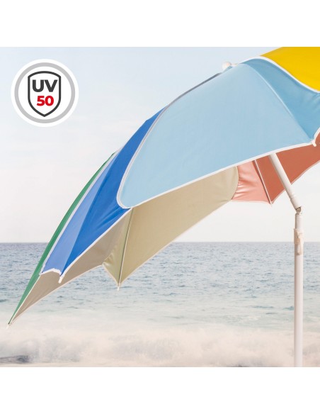 Parasol de plage inclinable multicolore D200 avec protection UV50