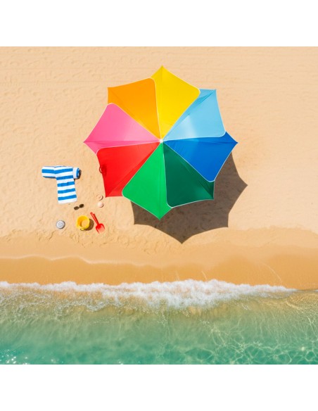 Parasol de plage inclinable multicolore D200 avec protection UV50