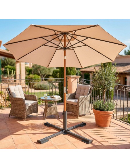 Pied de parasol pliable en métal