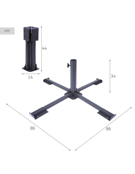 Pied de parasol pliable en métal