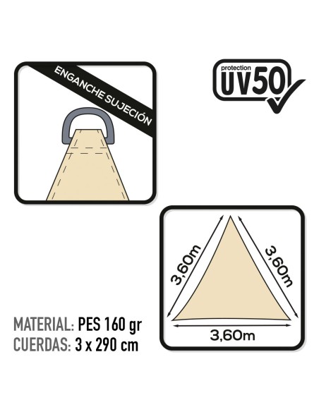 Store triangulaire 360x360x360 cm crème