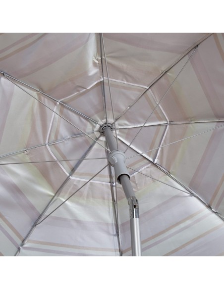 Parasol de plage coupe-vent 210 cm rayures bleues w / mur et table
