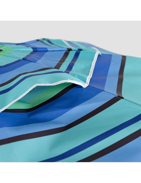 Parasol de plage coupe-vent 210 cm rayures bleues w / mur et table