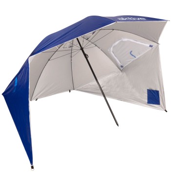 Parasol de plage coupe-vent à 8 baleines, 240 cm, bleu,...