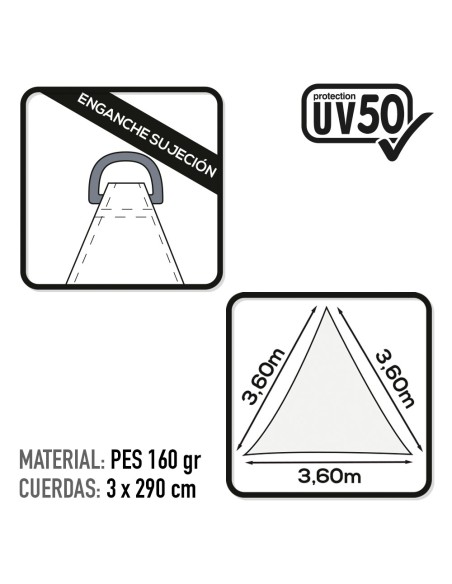 Store triangulaire 360x360x360 cm en blanc