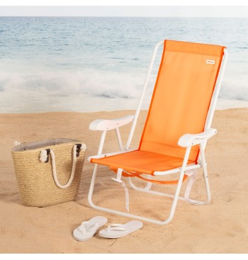 Chaise de plage pliante orange avec sac à dos 44x40x81cm 2