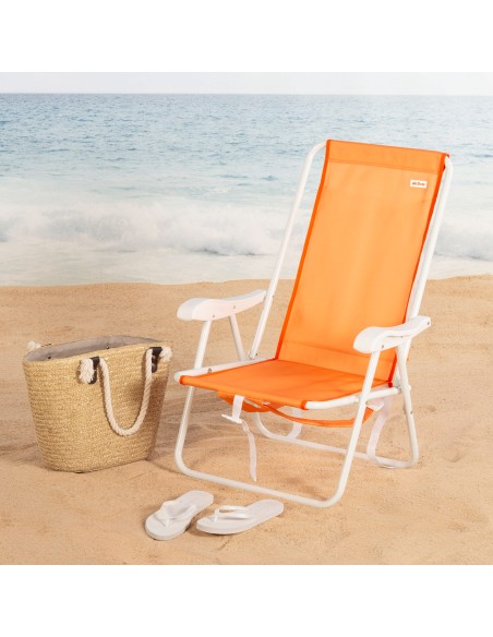 Chaise de plage pliante orange avec sac à dos 44x40x81cm