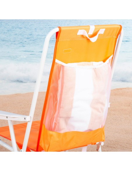 Chaise de plage pliante orange avec sac à dos 44x40x81cm