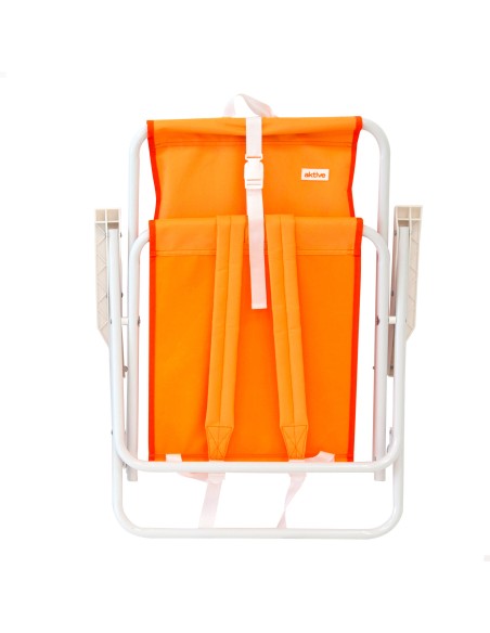 Chaise de plage pliante orange avec sac à dos 44x40x81cm