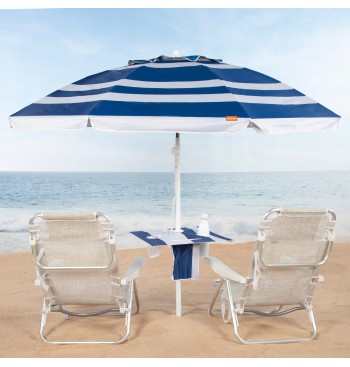 Parapluie de plage coupe-vent 8 cannes 210 cm rayures... 2