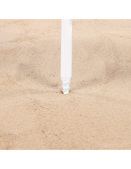 Parapluie de plage coupe-vent 8 cannes 210 cm rayures marin w / table