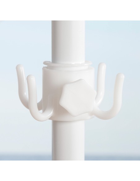 Parapluie de plage coupe-vent 8 cannes 210 cm rayures marin w / table