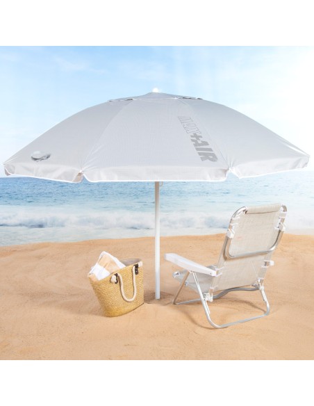 Parapluie de plage 8 cannes 220 cm parapluie de plage inclinable gris UV50