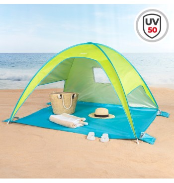 Tente de plage pliante verte et bleue résistante au vent... 2