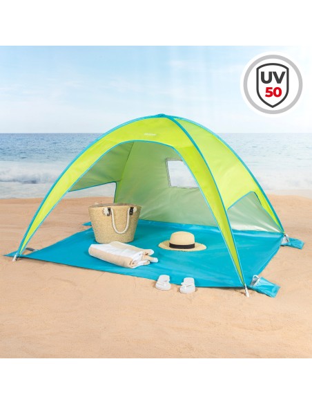 Tente de plage pliante verte et bleue résistante au vent 175x150x105 cm