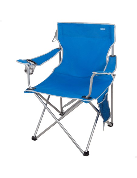 Chaise de camping pliante anti-basculement bleue