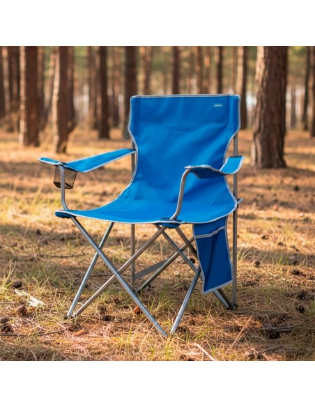 Chaise de camping pliante anti-basculement bleue