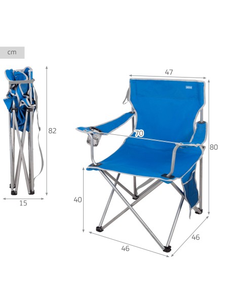 Chaise de camping pliante anti-basculement bleue