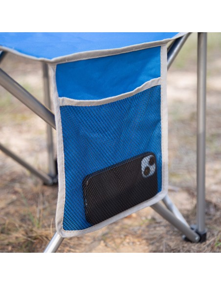 Chaise de camping pliante anti-basculement bleue