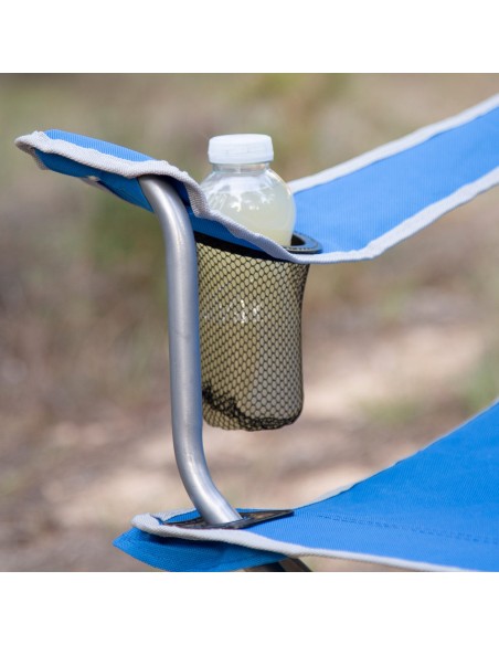 Chaise de camping pliante anti-basculement bleue