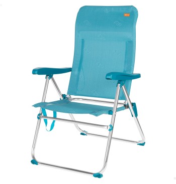 Chaise de plage pliante multipositions 47x62x90 cm bleue...