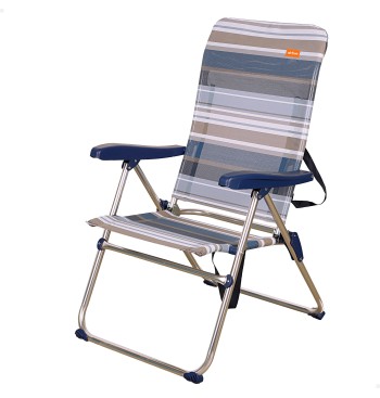 Chaise de plage haute multipositions 47x62x90 cm à rayures