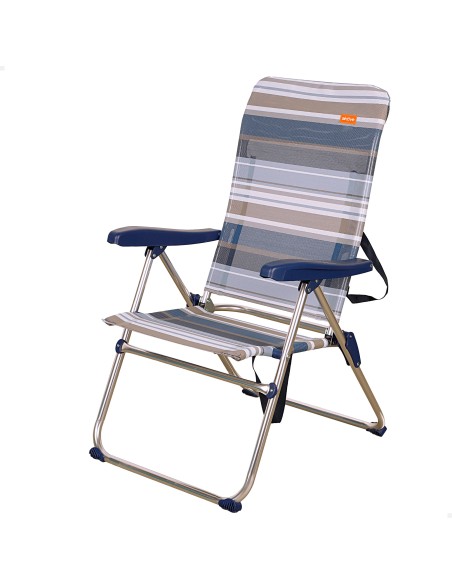 Chaise de plage haute multipositions 47x62x90 cm à rayures