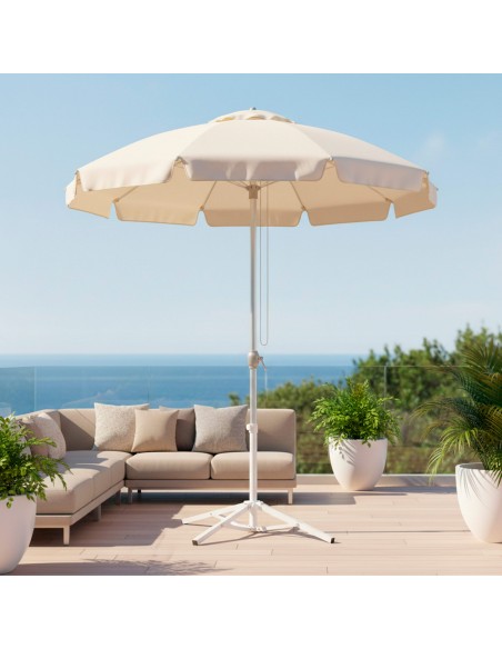 Base de parasol avec 3 pieds 100x83 cm métal blanc