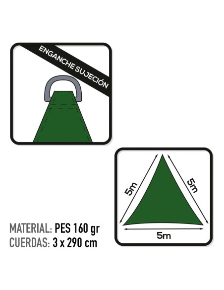 Store triangulaire 500x500x500 cm vert