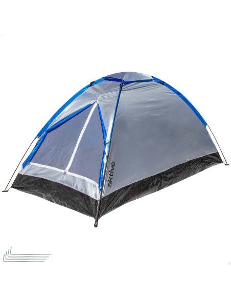 Tente 2 personnes grise et bleue 120x200x100 cm