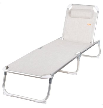 Transat de plage multipositions 186 x 49 x 30 cm beige...