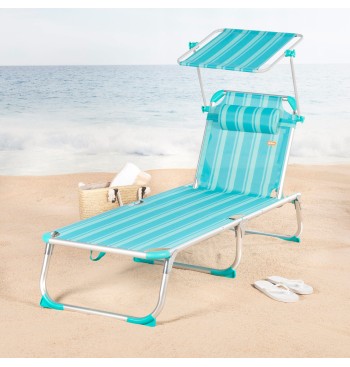Transat de plage multipositions 186 x 49 x 30 cm... 2